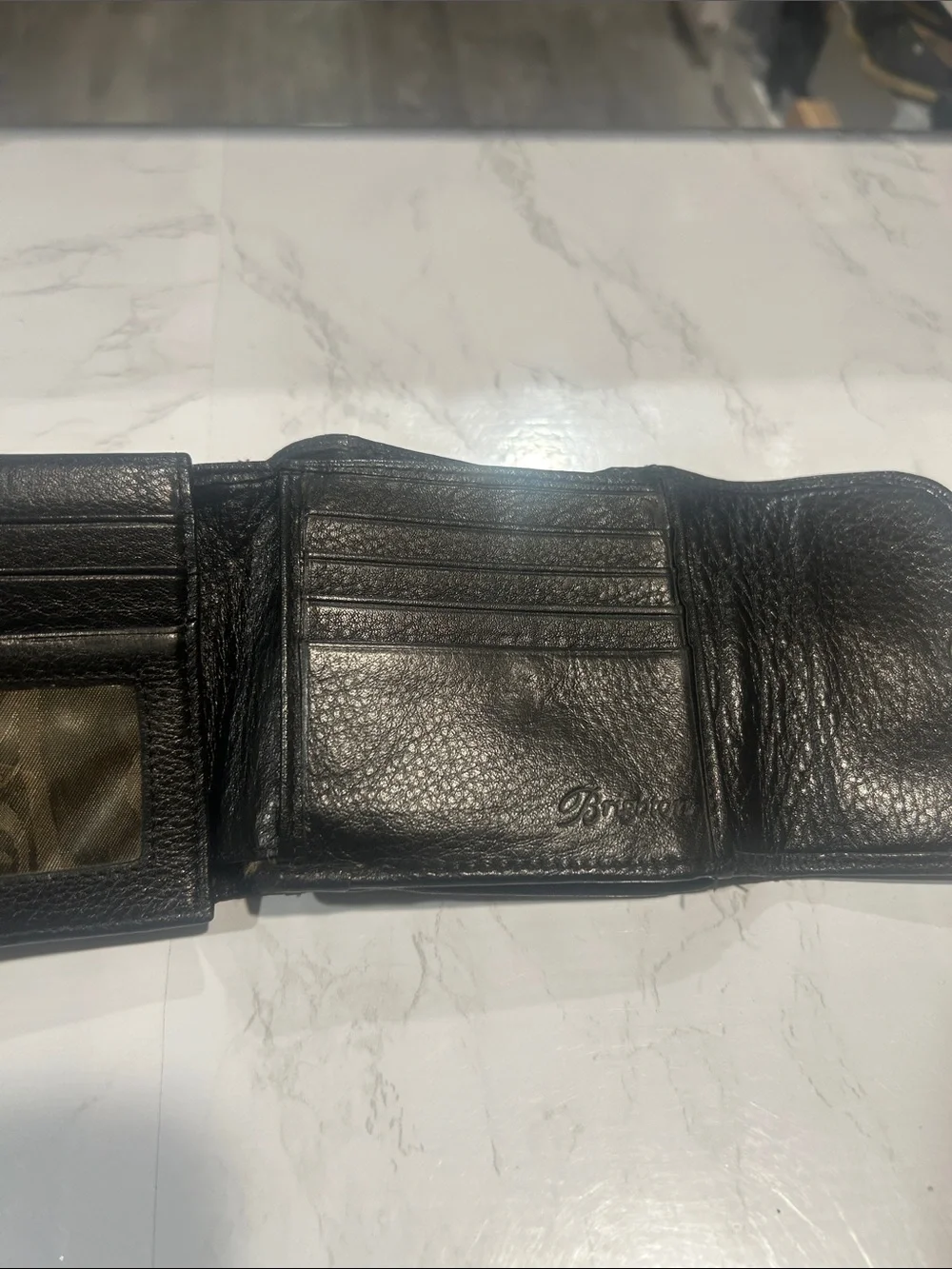 Brighton Black Leather Bifold Wallet with Buckle Accent